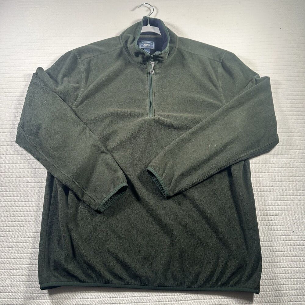 G.H. Bass Mens XL Green Fleece Quarter Zip Pullover Outdoor Casual Jacket